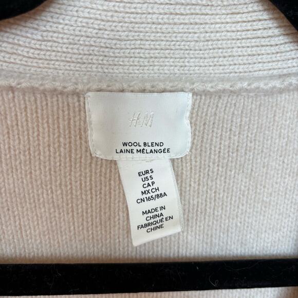 Cream wool cardigan H&M structured knit buttoned premium selection size small - Picture 4 of 8